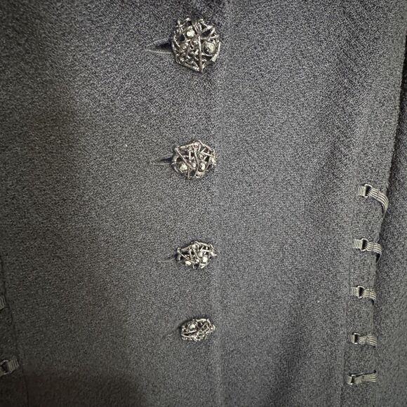 St John Collection Blazer Womens 4 Black Lace Ruffle Collar Corset Trim Made USA - Picture 5 of 8